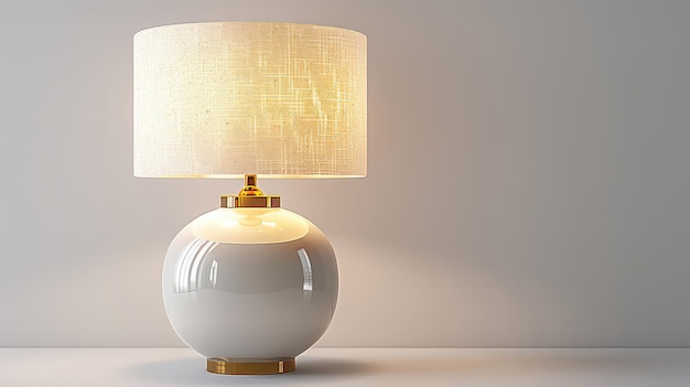 A White And Gold Table Lamp With A Linen Shade on the transparent background