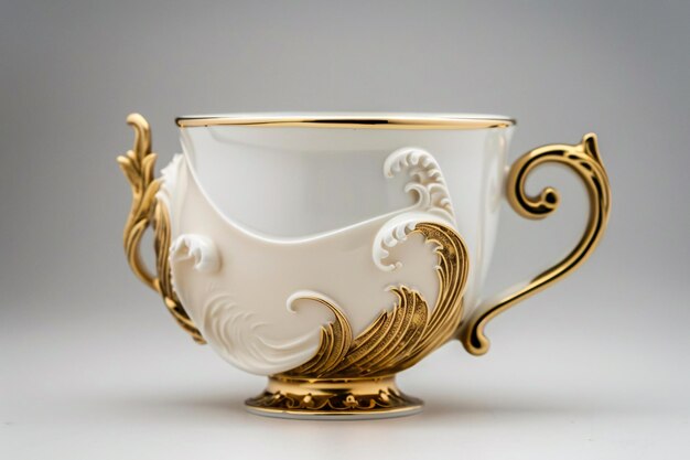 Photo a white and gold teacup