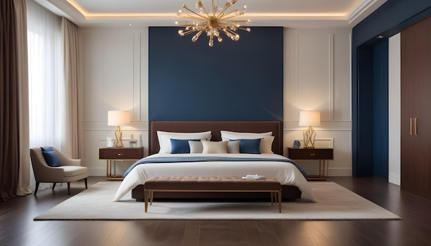 White and gold theme interior modern minimalism photo realism