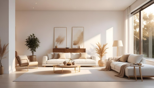 White and gold theme interior modern minimalism photo realism