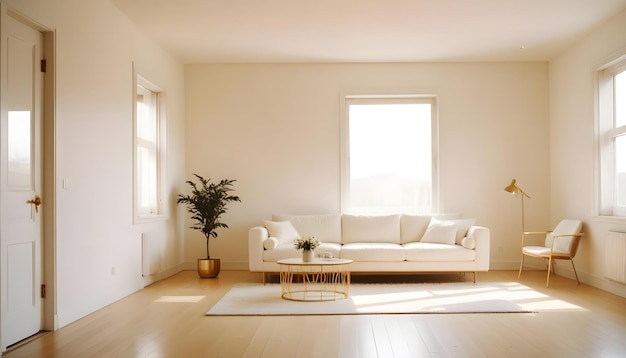 White and gold theme interior modern minimalism photo realism