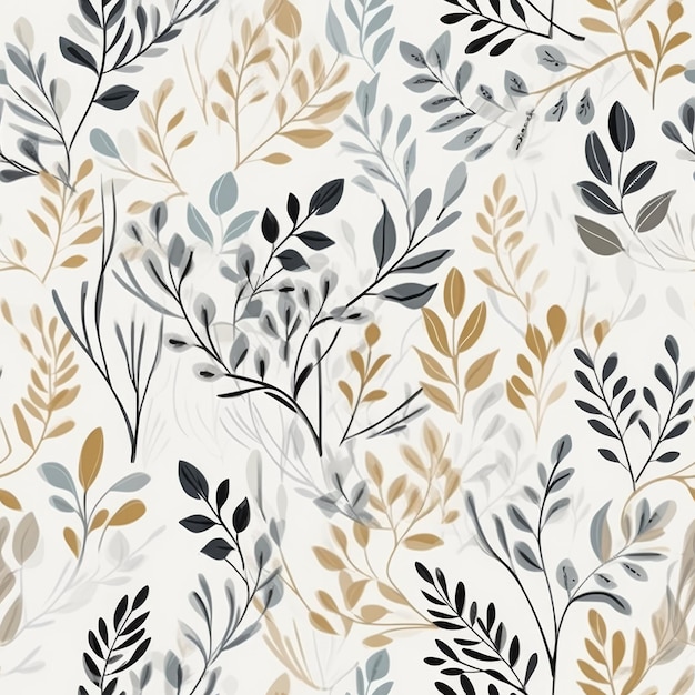 White and Gold Wallpaper With Leaf Design