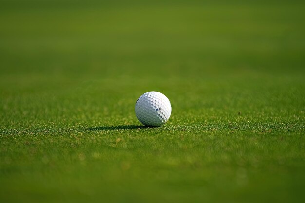 A white golf ball sitting on top of a green field