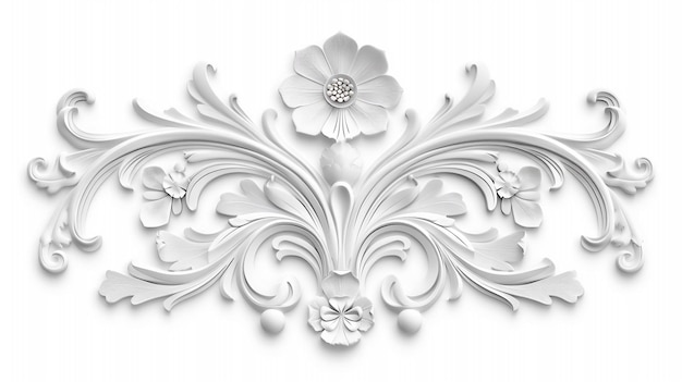 a white and gray floral design is shown on a white background