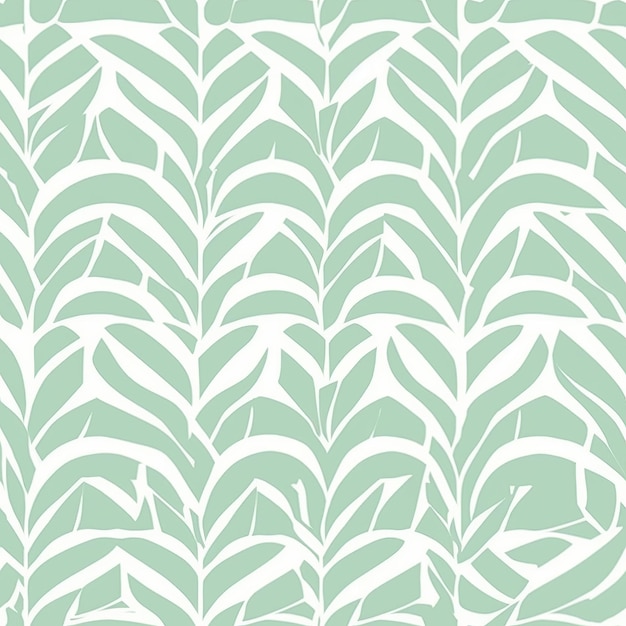 A white and green pattern with leaves on it