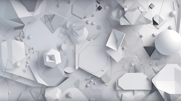 White and grey geometric abstract background concept Decorative web layout banner Generative AI