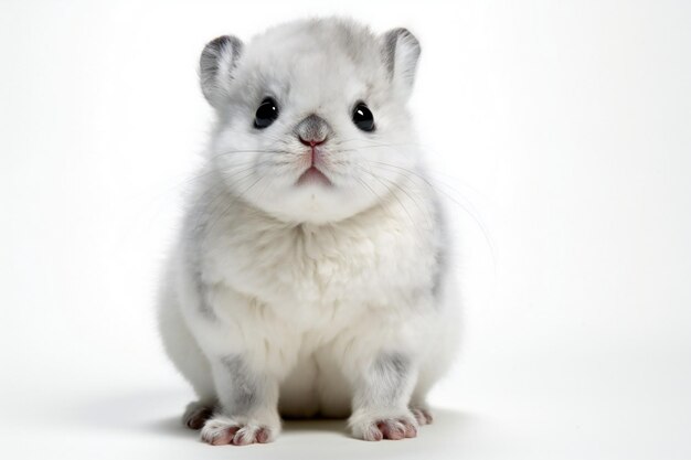 White and grey hamster isolated on white background