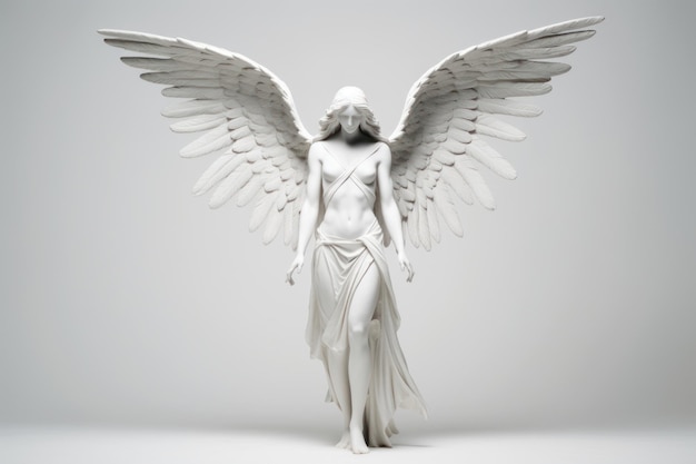 White guardian angel sculpture adult representation