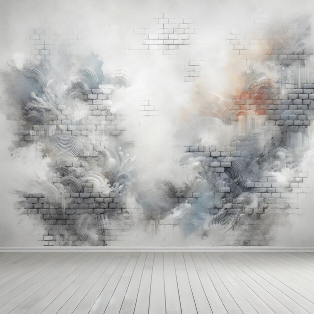 White Gunch Wall Background with smoke Effect Generative Ai