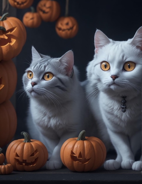 White halloween cats