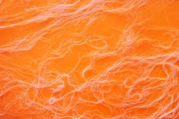 White Halloween spider web on orange background.