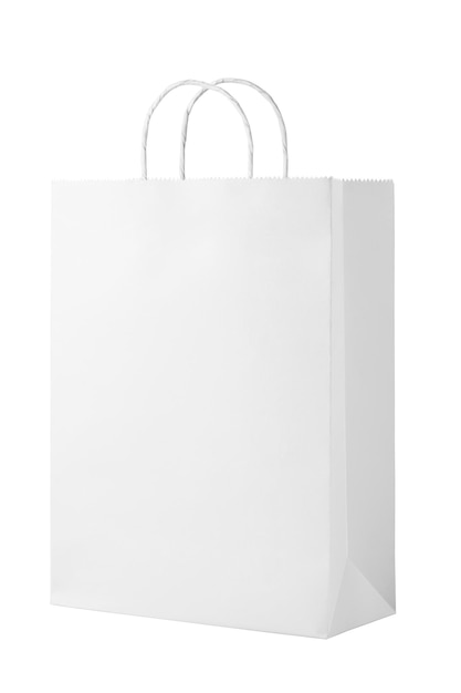 White Handle Paper Bag Isolated on White