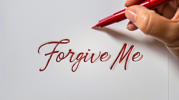 Photo white handwritten background forgive me message