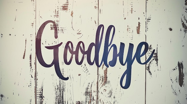 Photo white handwritten background goodbye message sign