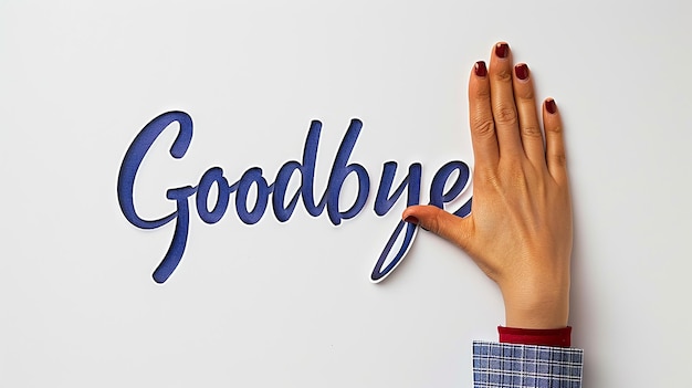 Photo white handwritten background goodbye message sign