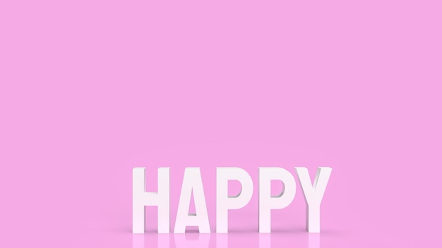 White happy on pink background for abstract concept 3d rendering