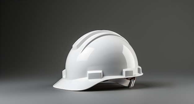 white hard hat on a gray surface