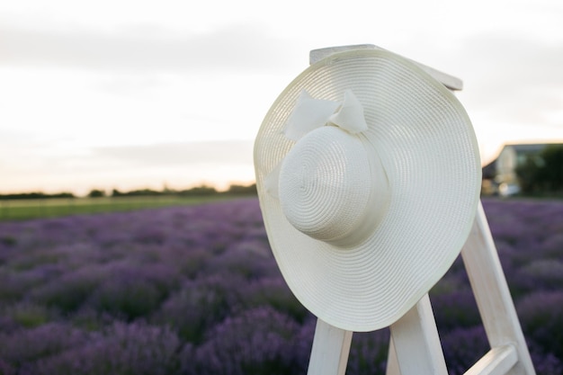 White hat on lavender background