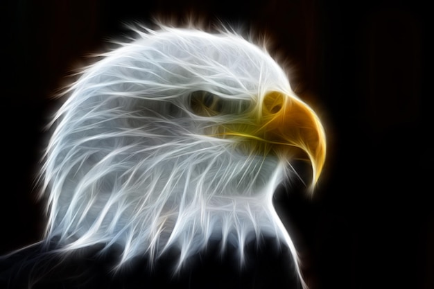 White head eagle in neon style