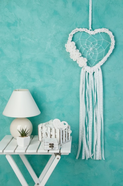 White heart dream catcher