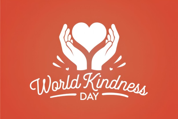 A white heart held in two hands with the text World Kindness Day underneath