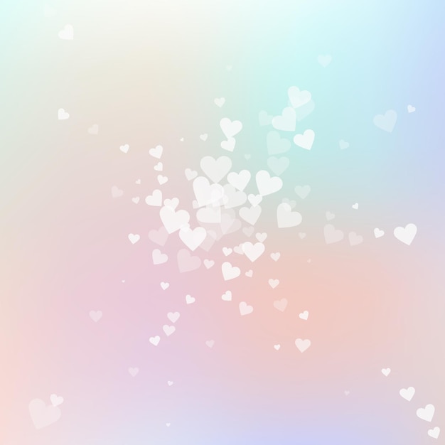 White heart love confettis Valentine39s day explosion immaculate background Falling transparent hearts confetti on pinkish background Comely vector illustration