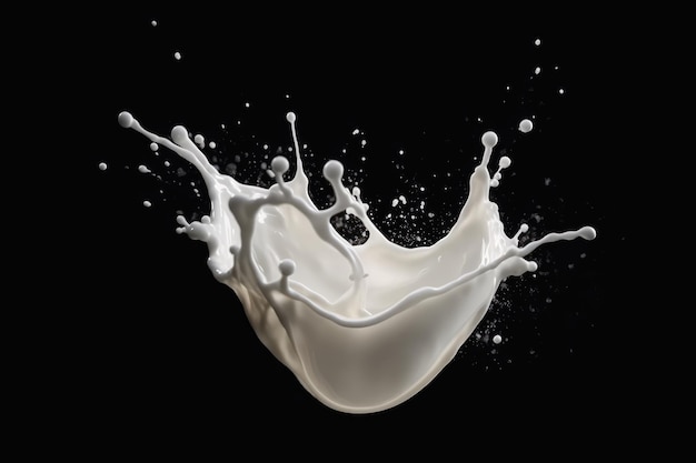 White heart shape milk splash romantic food generative AI