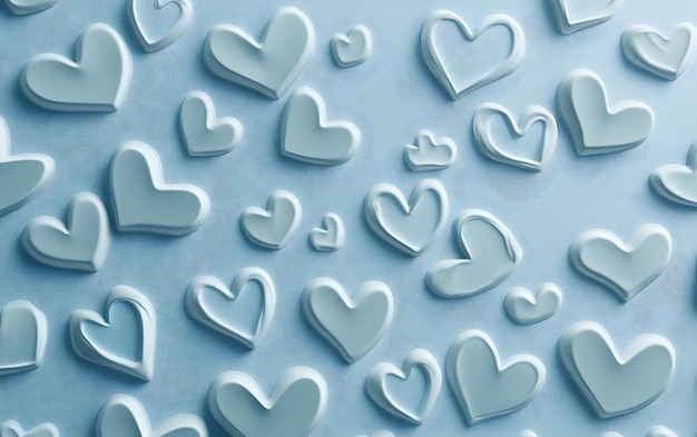 Photo white hearts on blue background