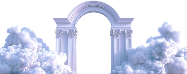 white heaven gate in clouds white background The Pearly Gates are isolated in the background