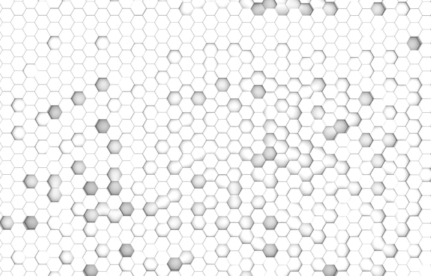 White hexagon 3D background texture 3d rendering illustration Futuristic abstract banner