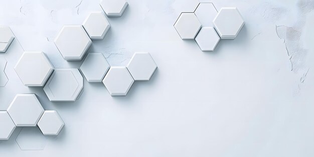 Photo white hexagon pattern on textured white background