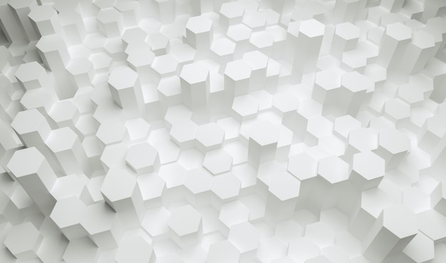 white hexagons background pattern - 3D rendering - Illustration