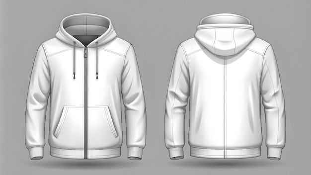 Photo white hooded jacket with two pocket template