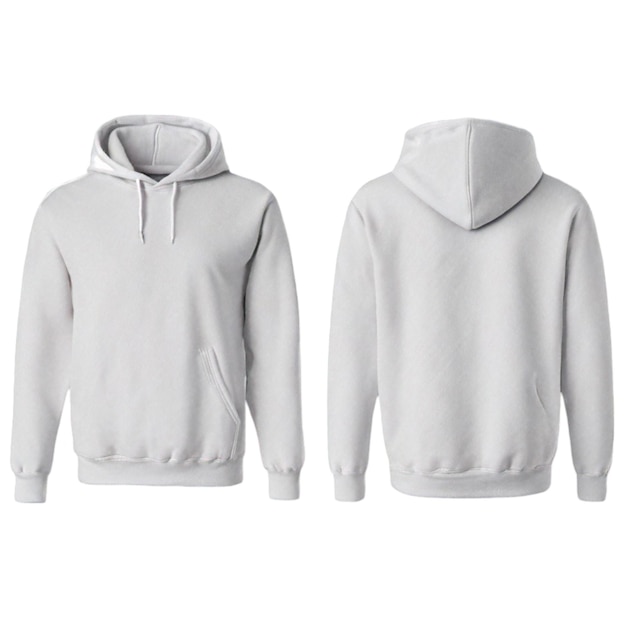 Photo white hooded sweatshirt pic seen from the front and back isolated on white background