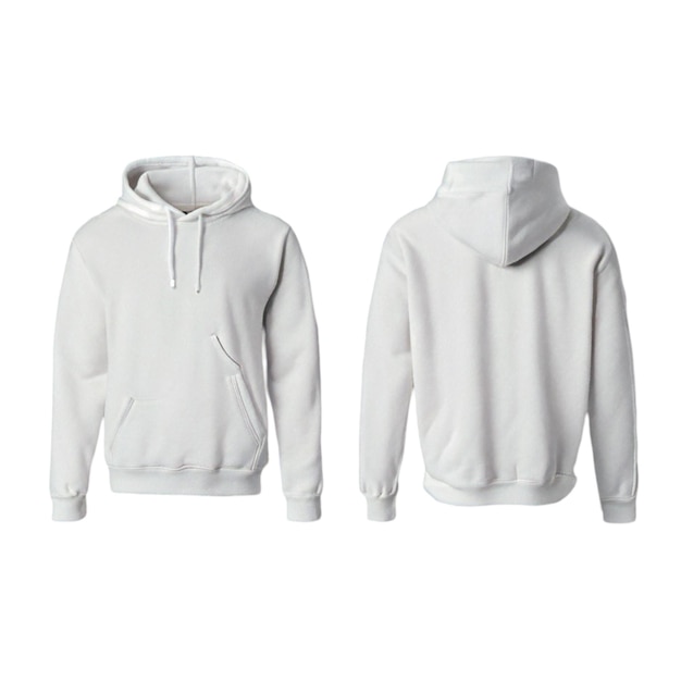 Photo white hooded sweatshirt pic seen from the front and back isolated on white background