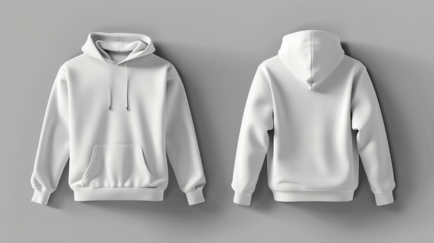 White hoodie mockup front and back view