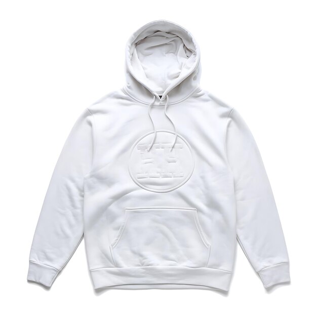 Photo white hoodie with a clean front view simple and classic design on a white background