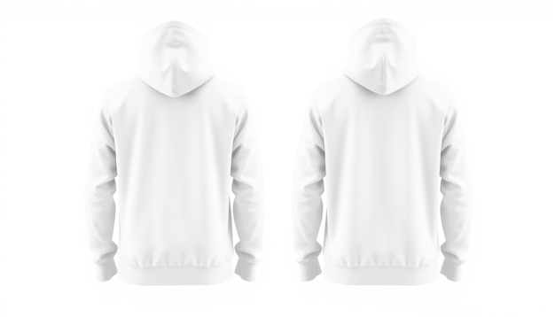 Photo a white hoodie with the front and back facing the left