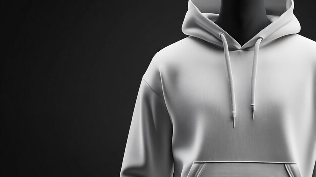 Photo white hoodie with hood on dark background