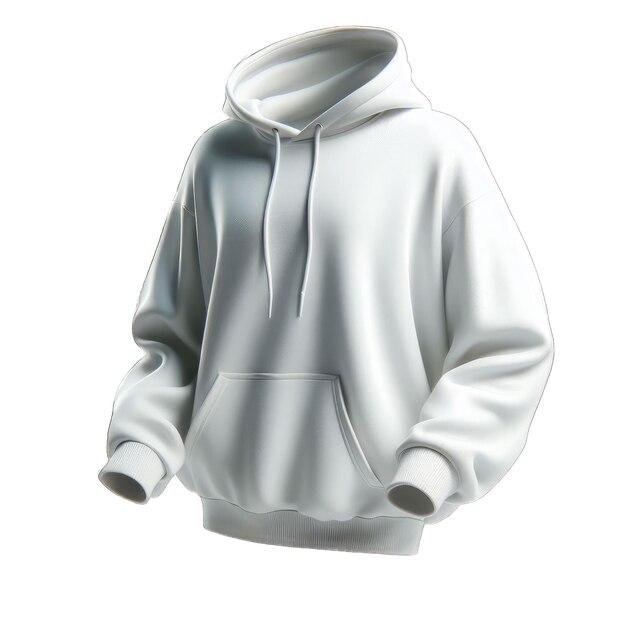 Photo white hoodie with hood and pocket