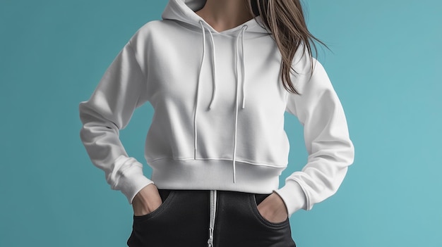 a white hoodie with a hoodie that says hoodie