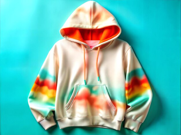 Photo a white hoodie with a rainbow pattern on it