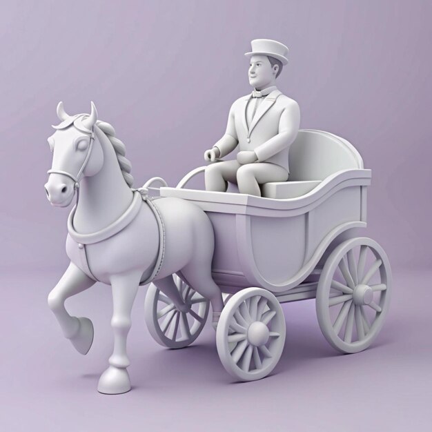 Photo a white horse with a man on it and a carriage with a man in a uniform on it