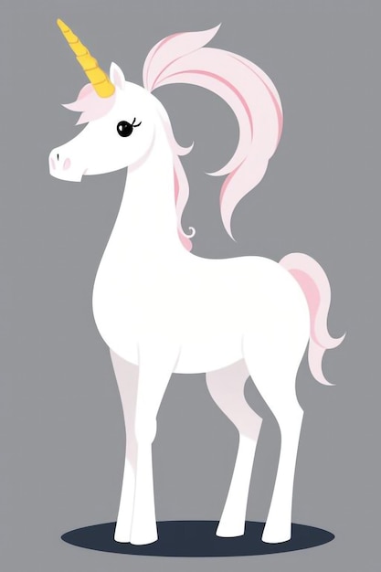 a white horse with a pink tail and a pink tail