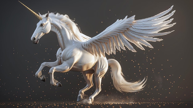 a white horse with wings that has the words  the word  on it