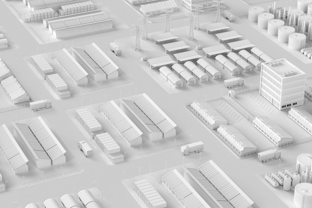 White industry model or smart industrial estate park with infrastructure development