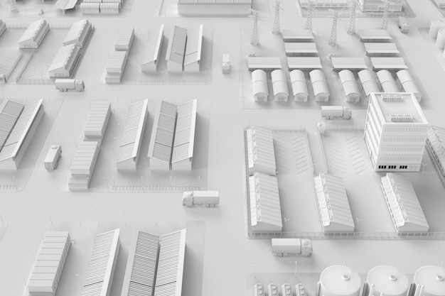 White industry model or smart industrial estate park with infrastructure development