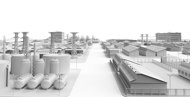 White industry model or smart industrial estate park with infrastructure development