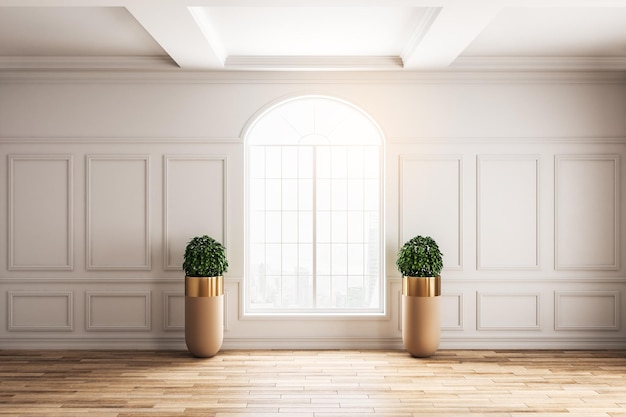 White interior with trees