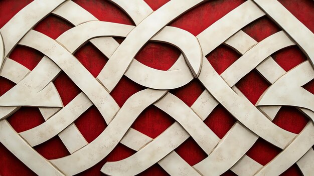 Photo white intertwined pattern on a red background